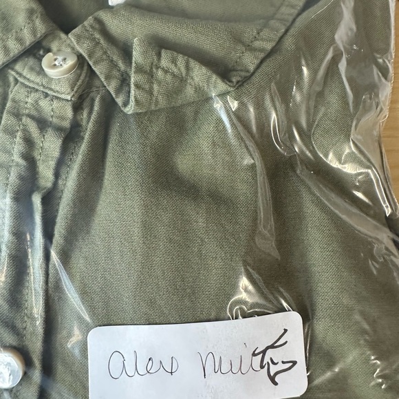 ALEX MILL organic cotton miliary green button long sleeve boho grunge blouse XL - Picture 15 of 15